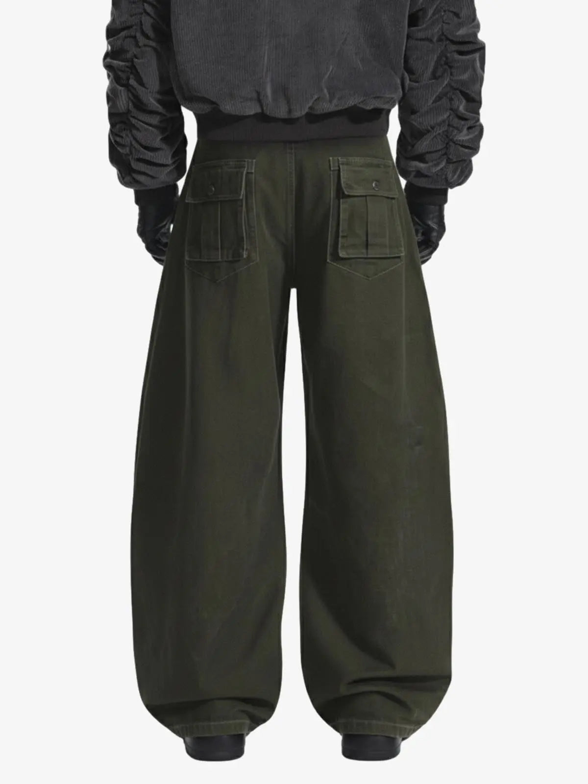 Draped Fabric Accessories Deconstructed Wide Leg Cargo Pants 
