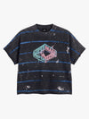 Vintage Washed Striped Paint Splatter Graphic T-Shirt