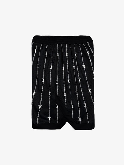 Retro-Sportshorts mit Stacheldrahtmuster