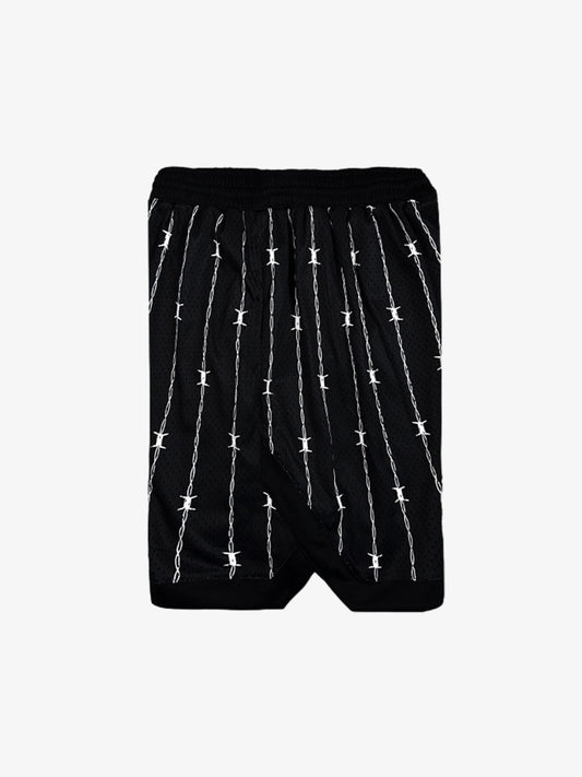 Retro-Sportshorts mit Stacheldrahtmuster