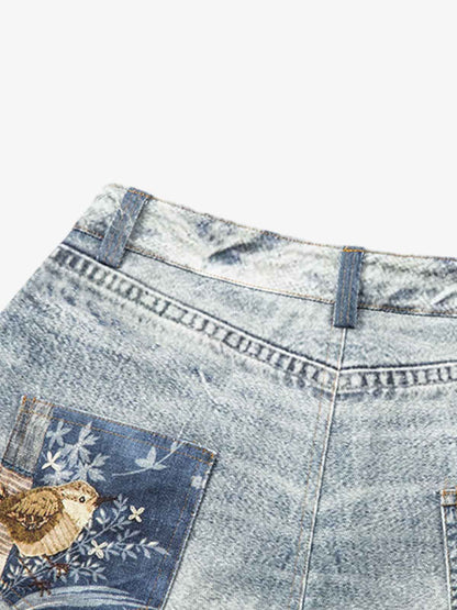 Jeansshorts mit charmantem Grafikdetail