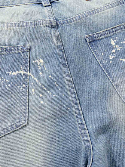 Tie-Dye Distressed Wide Leg Jeans 