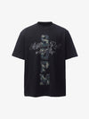 Freizeit-T-Shirt mit Camouflage-Buchstaben-Patchwork