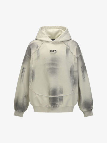 Hip-Hop Wasteland Ink-Dyed Raw Edge Hoodie 