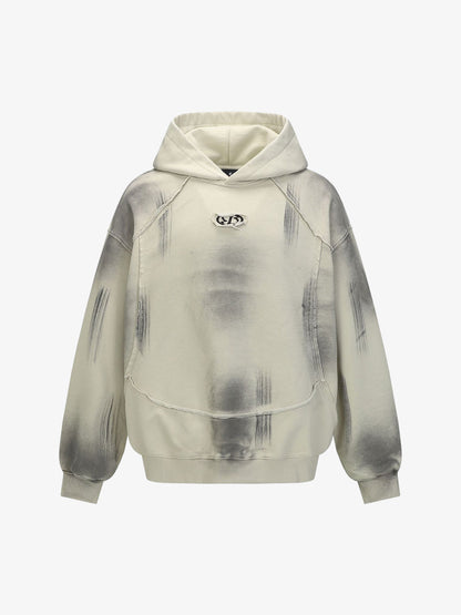 Hip-Hop Wasteland Ink-Dyed Raw Edge Hoodie 