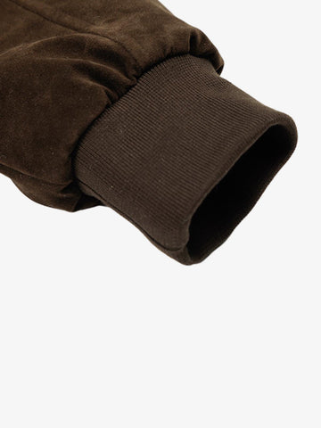 Utility Faux Shearling Collar Suede Look Zip Up Jacket 