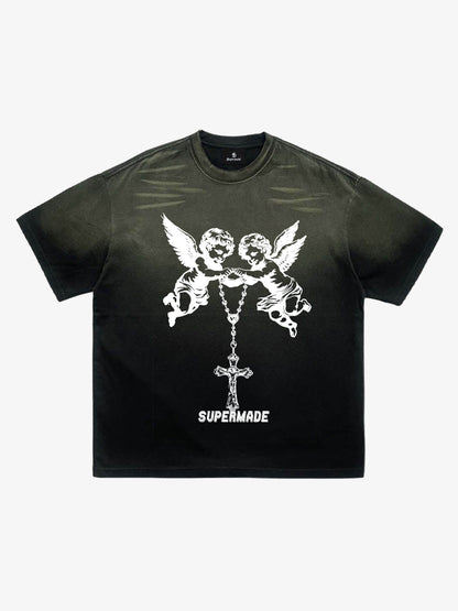 Twin Angels Cross Washed T-Shirt 