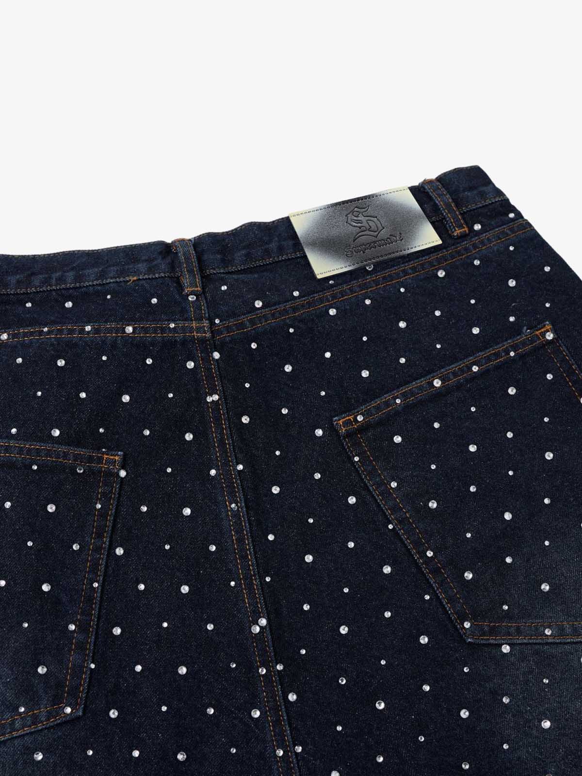 Pearl Embroidered Denim Shorts