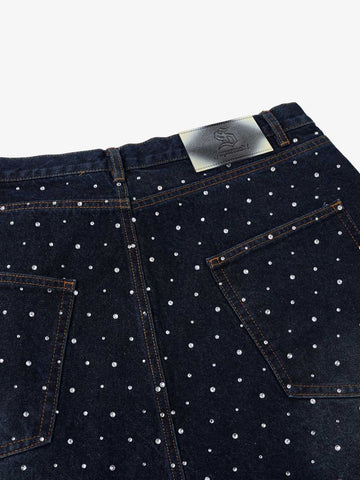 Pearl Embroidered Denim Shorts