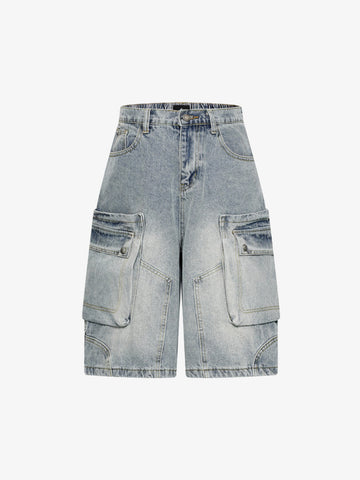 Cargo-Jeansshorts mit mehreren Taschen