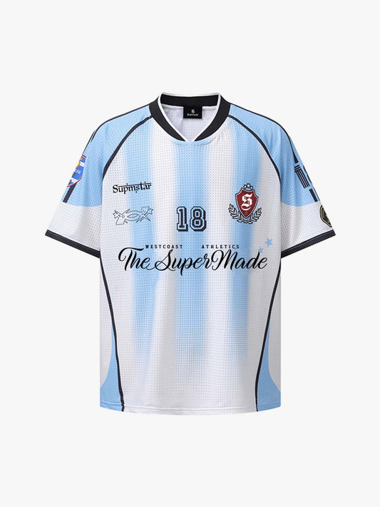Gestreiftes Mesh-Fußballtrikot