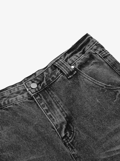 Stacked Flared Ripped Washed Pants 