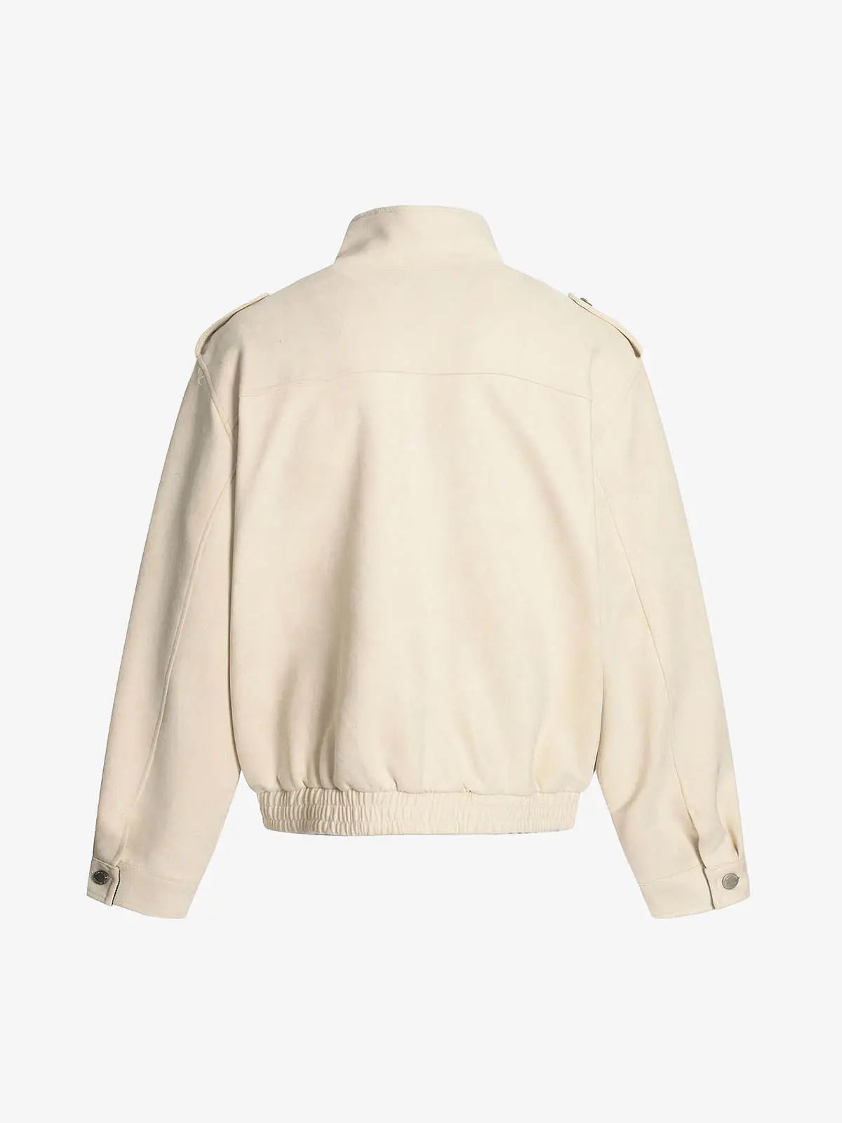 Military-Inspired Utility Shoulder Straps Zip Jacket 