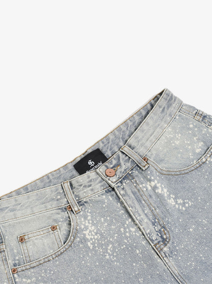 Jeansshorts mit Farbspritzern