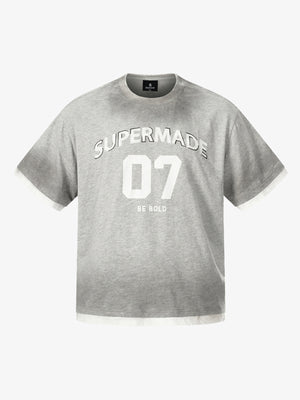 Heather Grey Oversized Cropped T-Shirt – Contrast Ribbed Cuffs & Hem