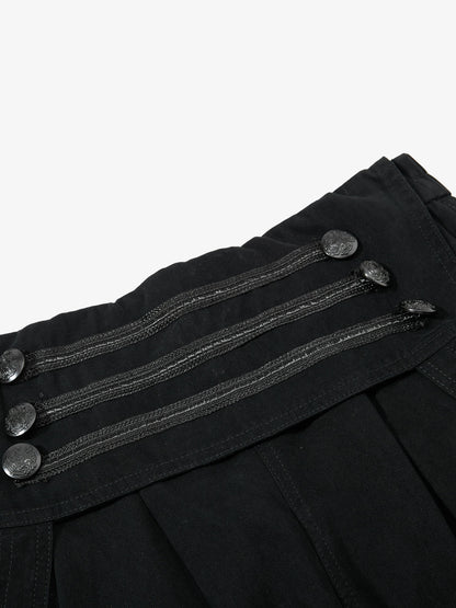 Military Cargo Wide-Leg Shorts – Multi-Button Utility Design