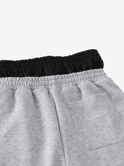 Layered Double-Waistband Wide-Leg Sweatpants 