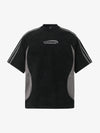 Cotton Blend Oversized Sport T-Shirt with Contrast Panels and Logo Print 