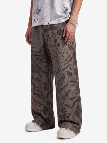 Leopard Tiger Curved-Leg Jeans