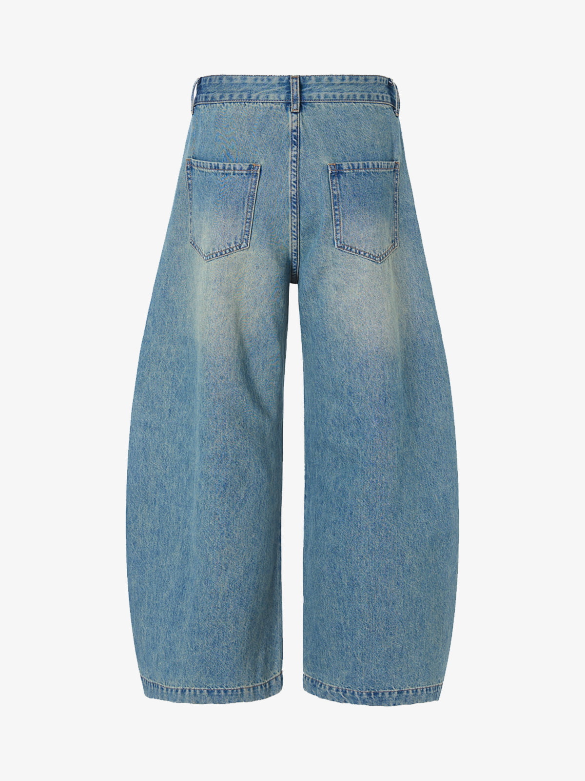 Vintage Light-Wash Pleated Barrel Jeans - 2586 