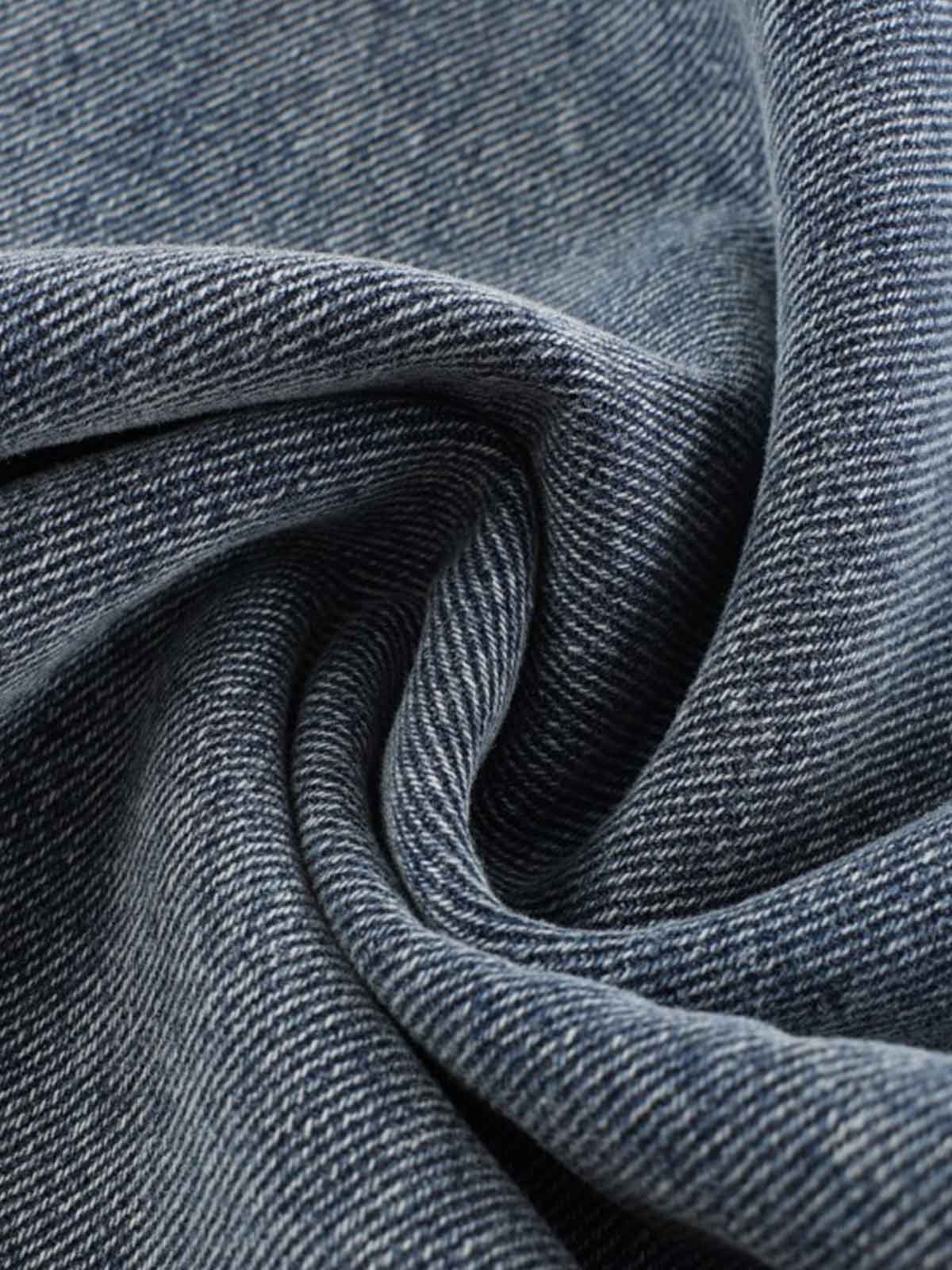Wrinkle Effect Print Wide Leg Denim Jeans 