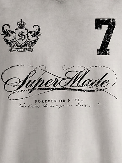 Faux Suede Panel Graphic T-Shirt