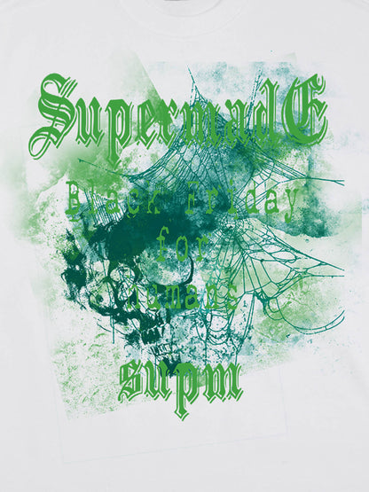 Gothic Skull Spiderweb Graphic T-Shirt 