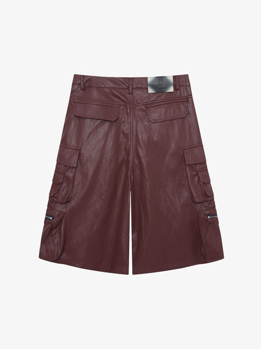 Faux Leather Cargo Jorts 
