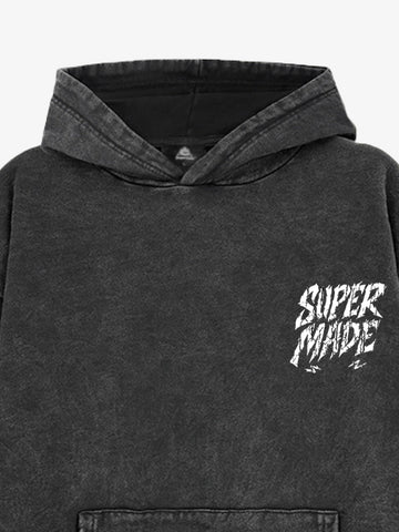 Distressed Graphic Bold Angel Wings Design Hoodie 