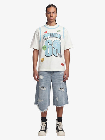 Jeansshorts in heller Waschung mit Used-Look