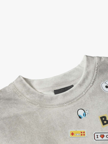Vintage Gaming Sticker Style Motif Oversized T-Shirt 