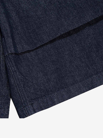 Pleated Panel Patchwork Denim Shorts 