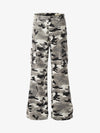 Checkerboard Patches Camo Cargo Flared Pants 