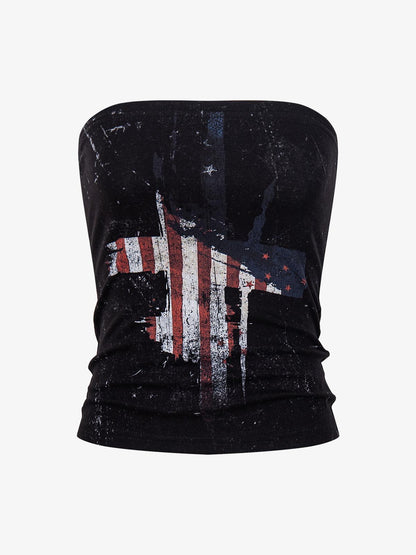 Camo Flag Print Tube Top – Baddie Streetwear Cropped Top
