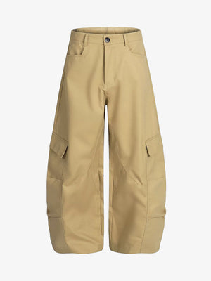Pleated Utility Pocket Wide Leg Cropped Cargo Pants 