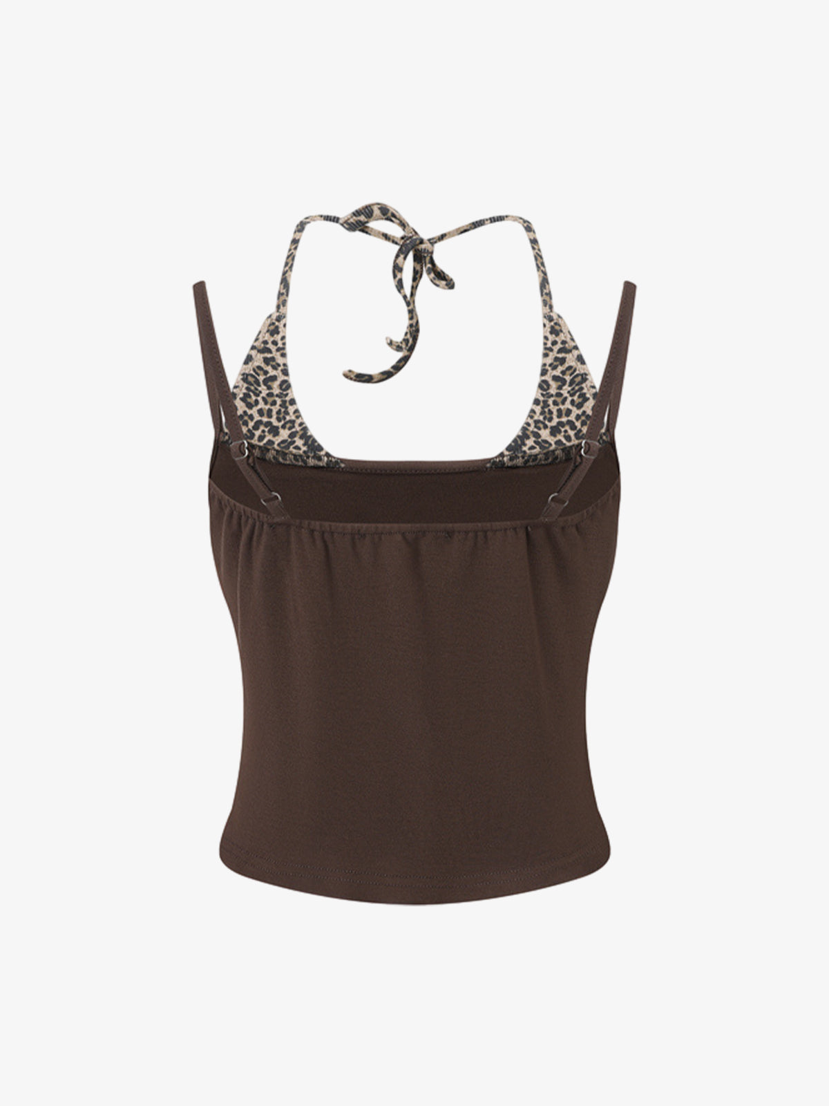 Leopardenmuster-Haltertop – Stretch-Baumwolle mit goldenen Ziernieten