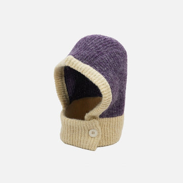 Retro Color-Block Chunky Knit Balaclava Hats 