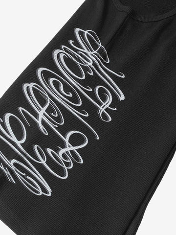 Street Ribbed Slim Fit Printed Vest 