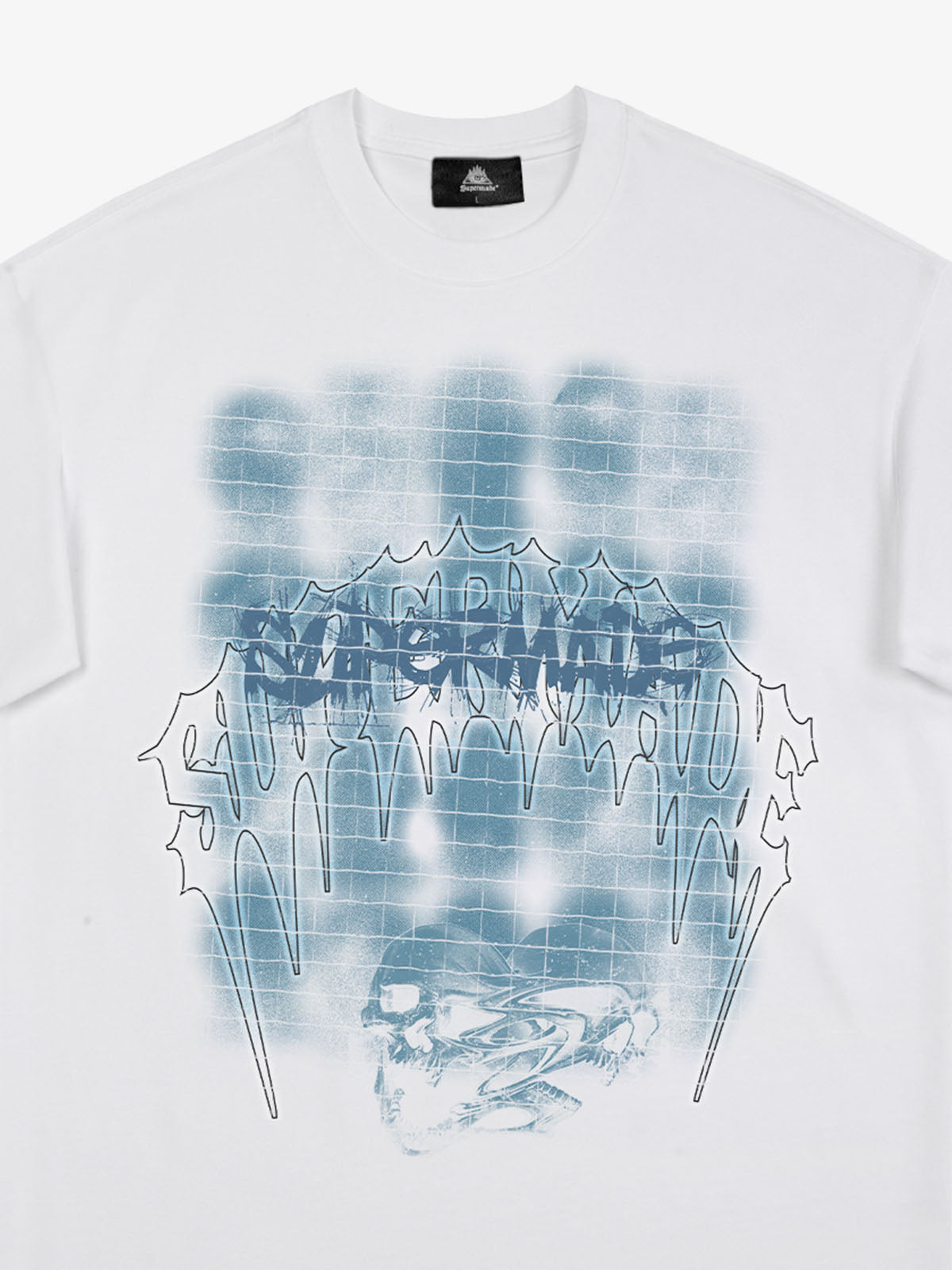 Dark Grid Skull Graphic T-Shirt 