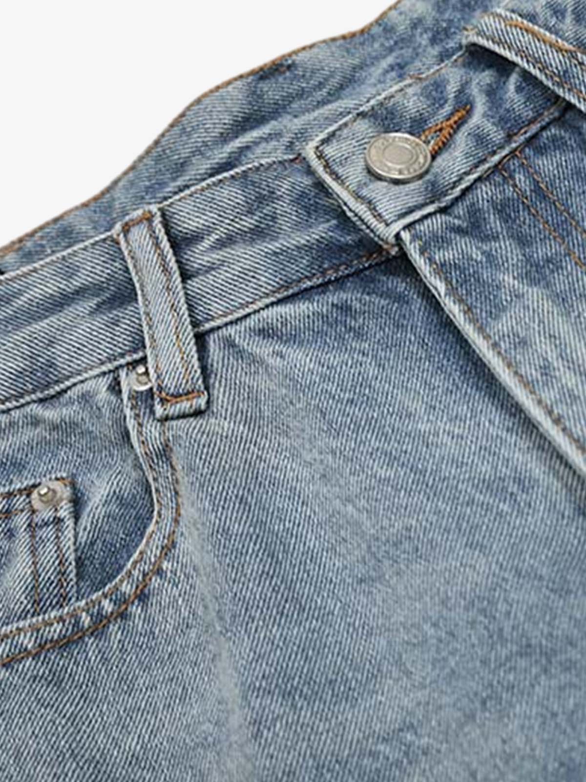 Distressed Light Wash Denim Jorts 