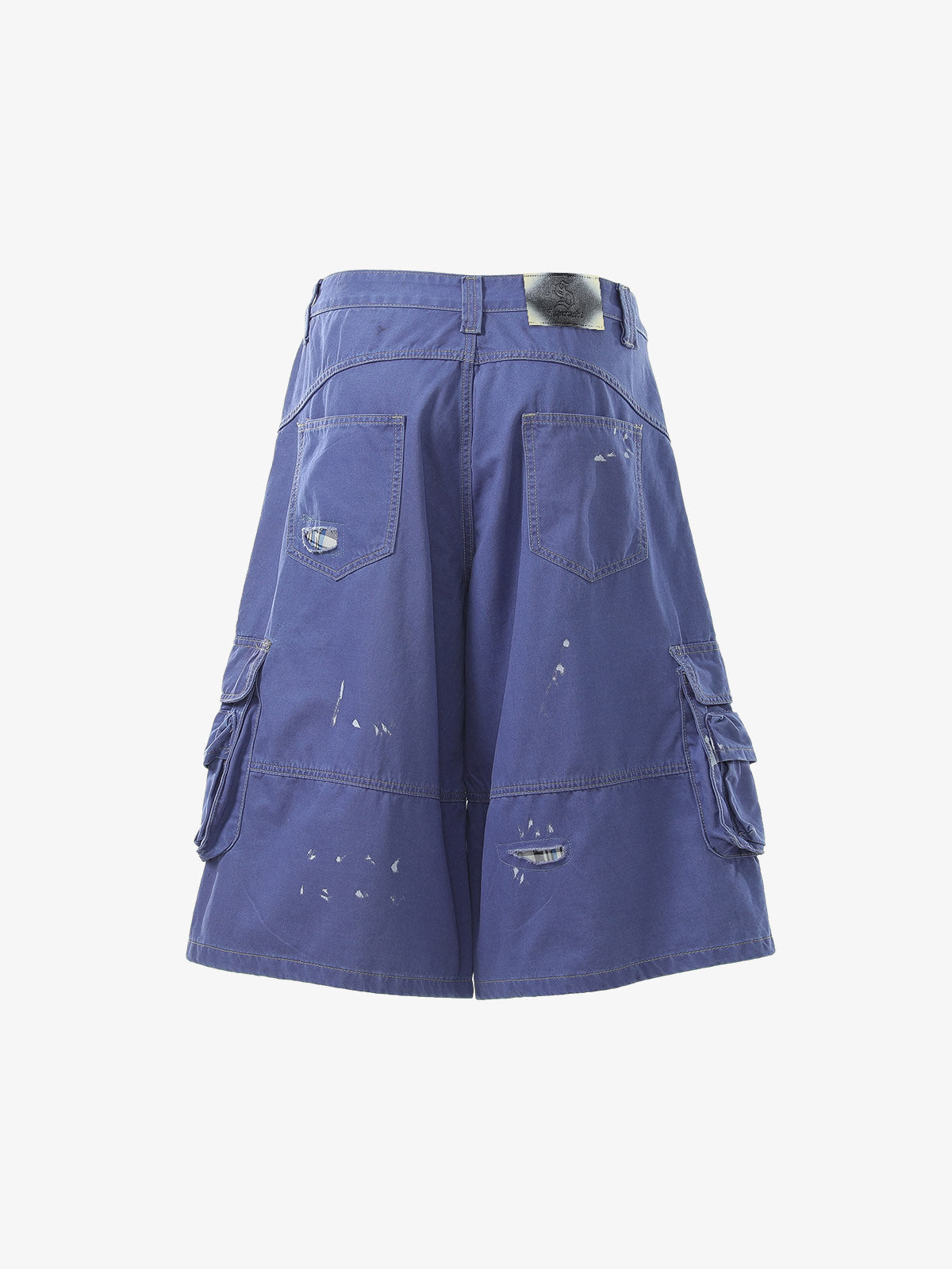 Vintage Distressed Multi Pocket Wide Leg Cargo Shorts 