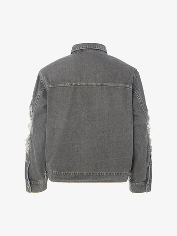 Retro Washed Distressed Denim Jacket 