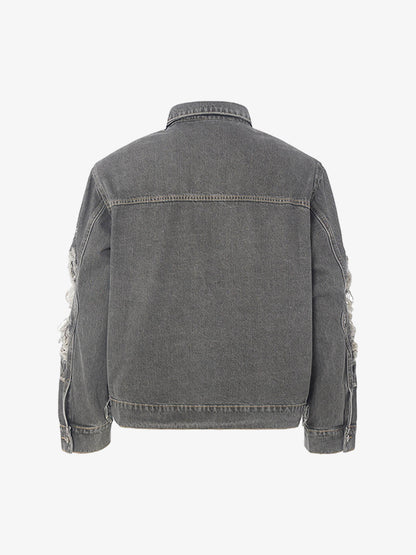 Retro Washed Distressed Denim Jacket 
