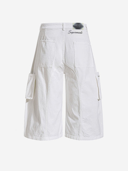 Y2K Schnür-Cargoshorts mit gerafftem, weitem Bein