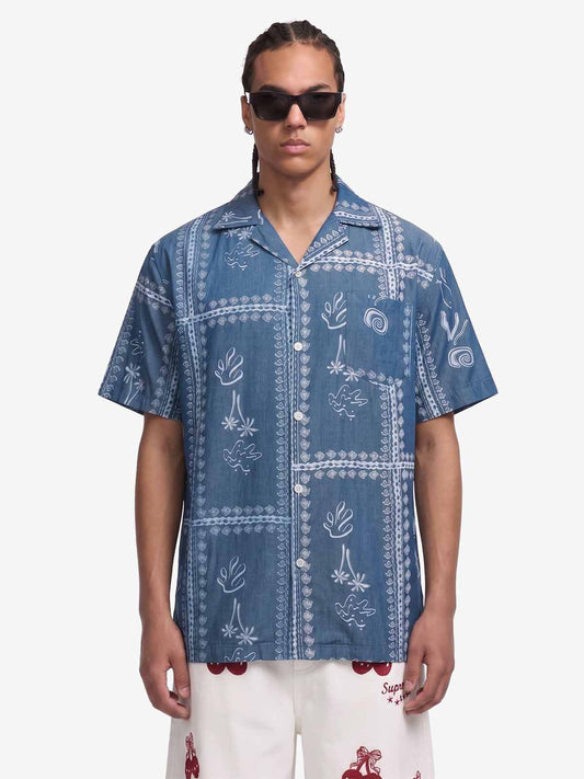 Blaues Paisley-Hawaiihemd