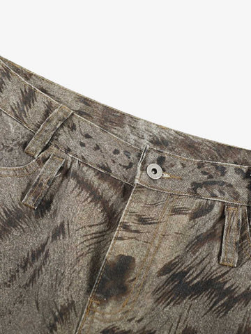Leopard Tiger Curved-Leg Jeans