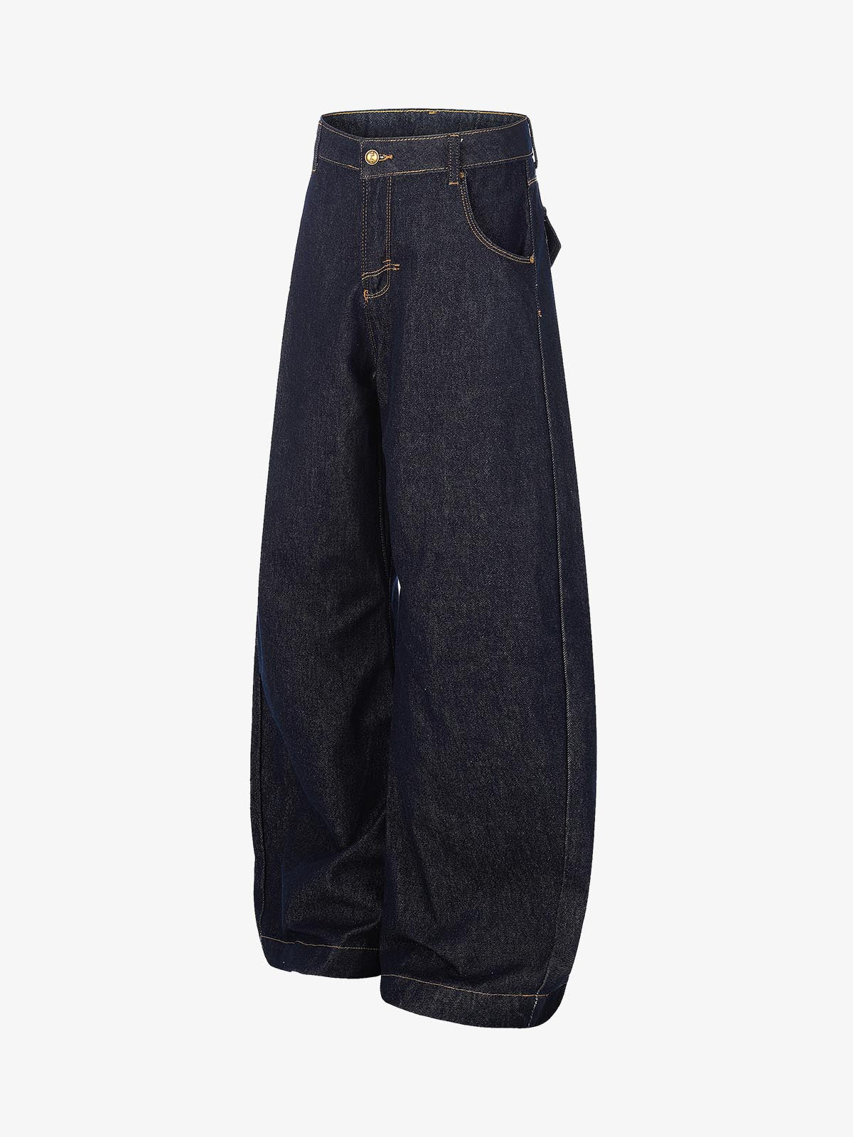 Raw Denim Straight-Leg Jeans – High-Rise Selvedge Cotton with Copper Rivets