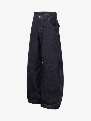 Raw Denim Straight-Leg Jeans – High-Rise Selvedge Cotton with Copper Rivets
