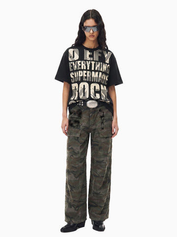 Oversize-T-Shirt mit Used-Look-Typografie im Rock-Stil