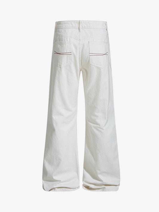 Bandana Accent Cream Flare Pants 